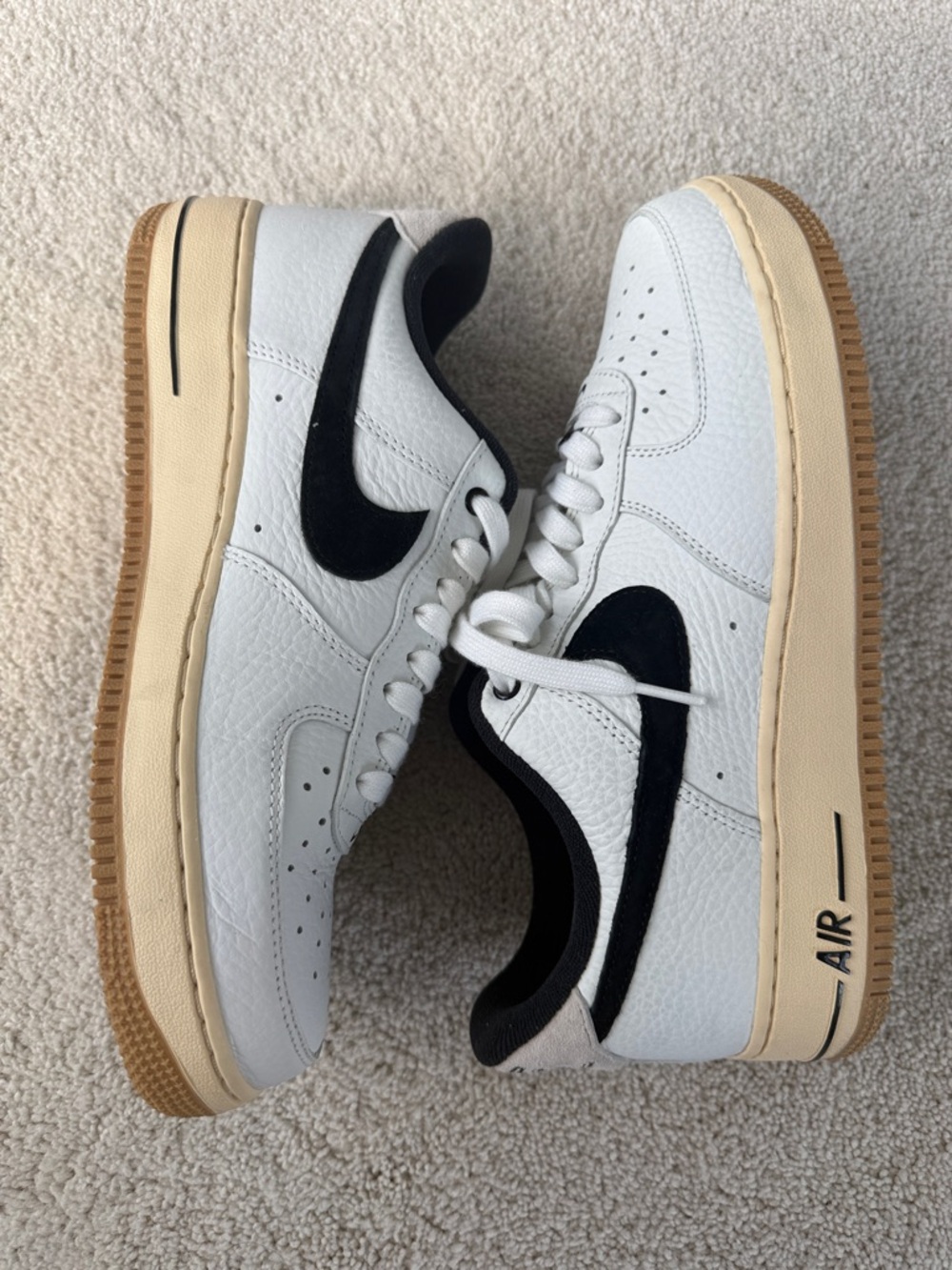 Nike Air Force One, White and Black Gum Sole Sneakers sz 11